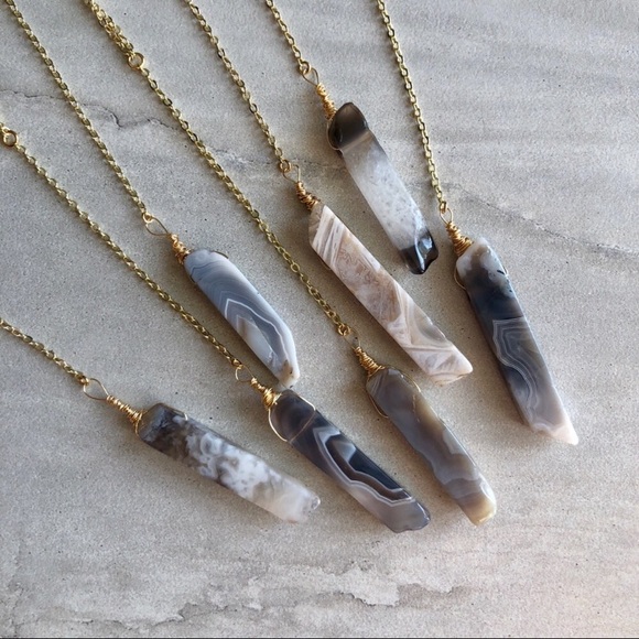 Estrella & Luna Jewelry - Botswana Agate Lariat Necklace Estrella & Luna Jewelry - Botswana Agate Lariat Necklace